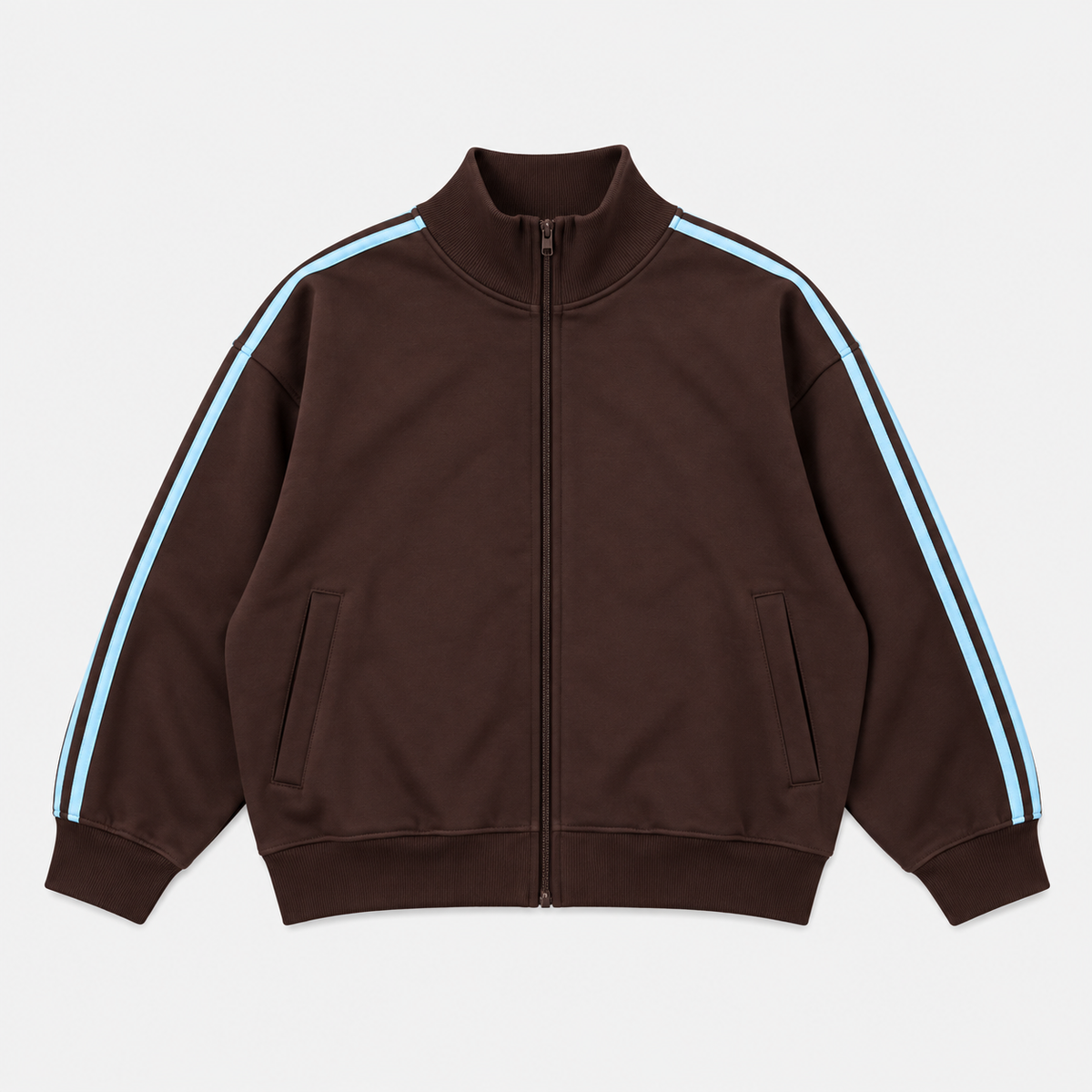 RETRO STRIPES ZIP — BROWN / BLUE