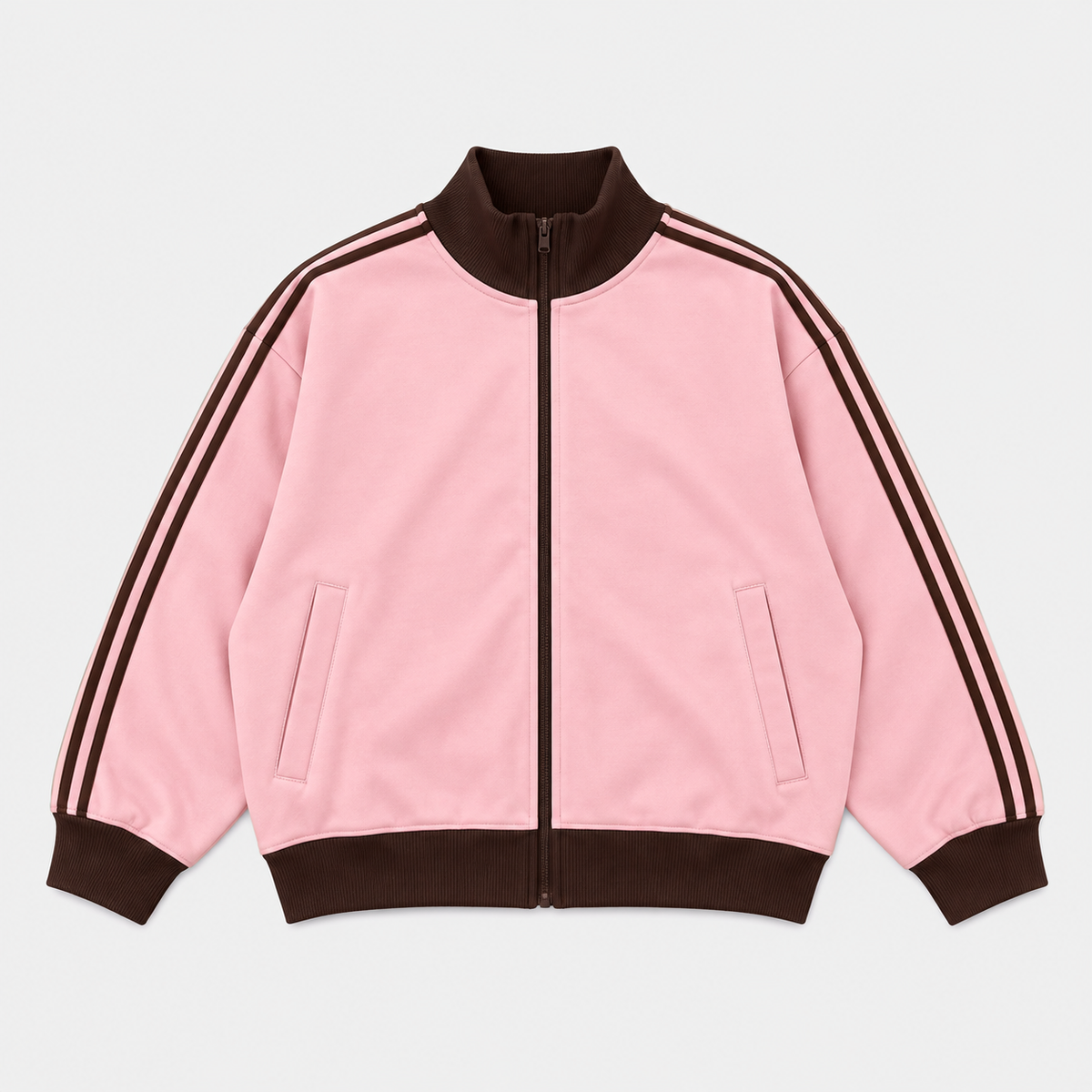 RETRO STRIPES ZIP — PINK / BROWN