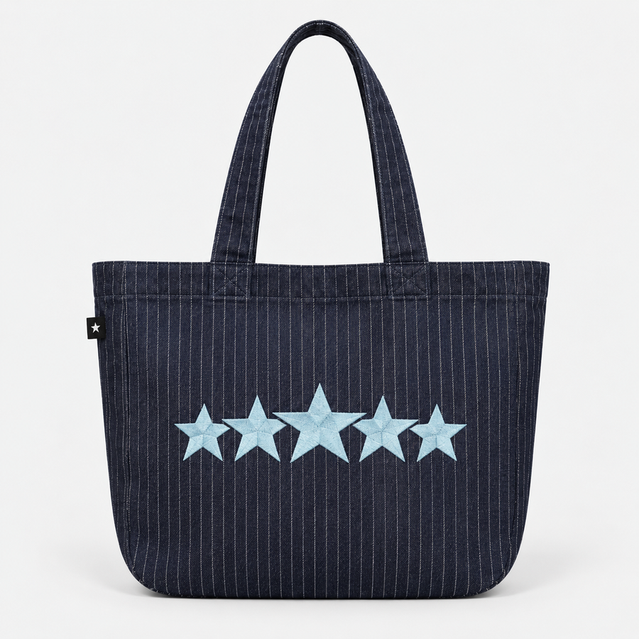 5 STARS PINSTRIPE DENIM BAG ★