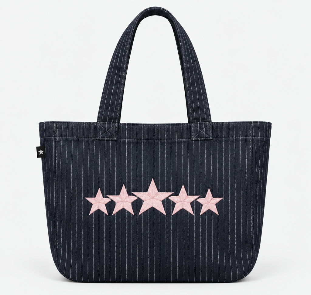 5 STARS PINSTRIPE DENIM BAG ★