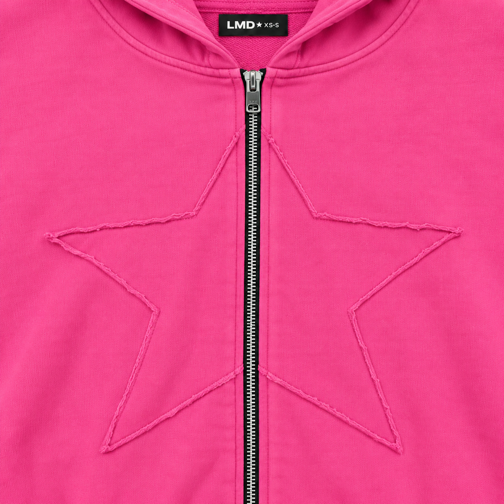 STAR ZIP HOODIE FUCSIA ★