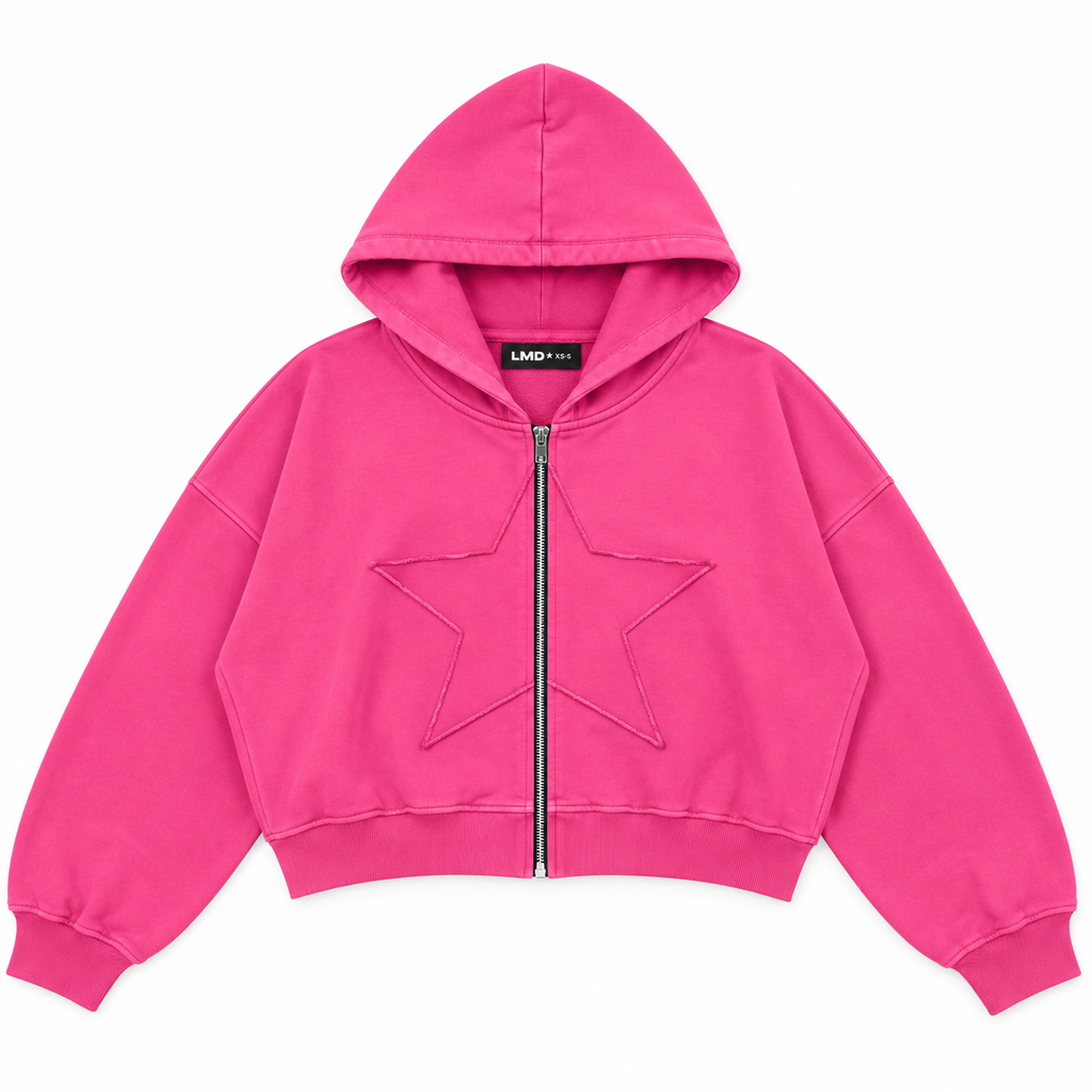 STAR ZIP HOODIE FUCSIA ★