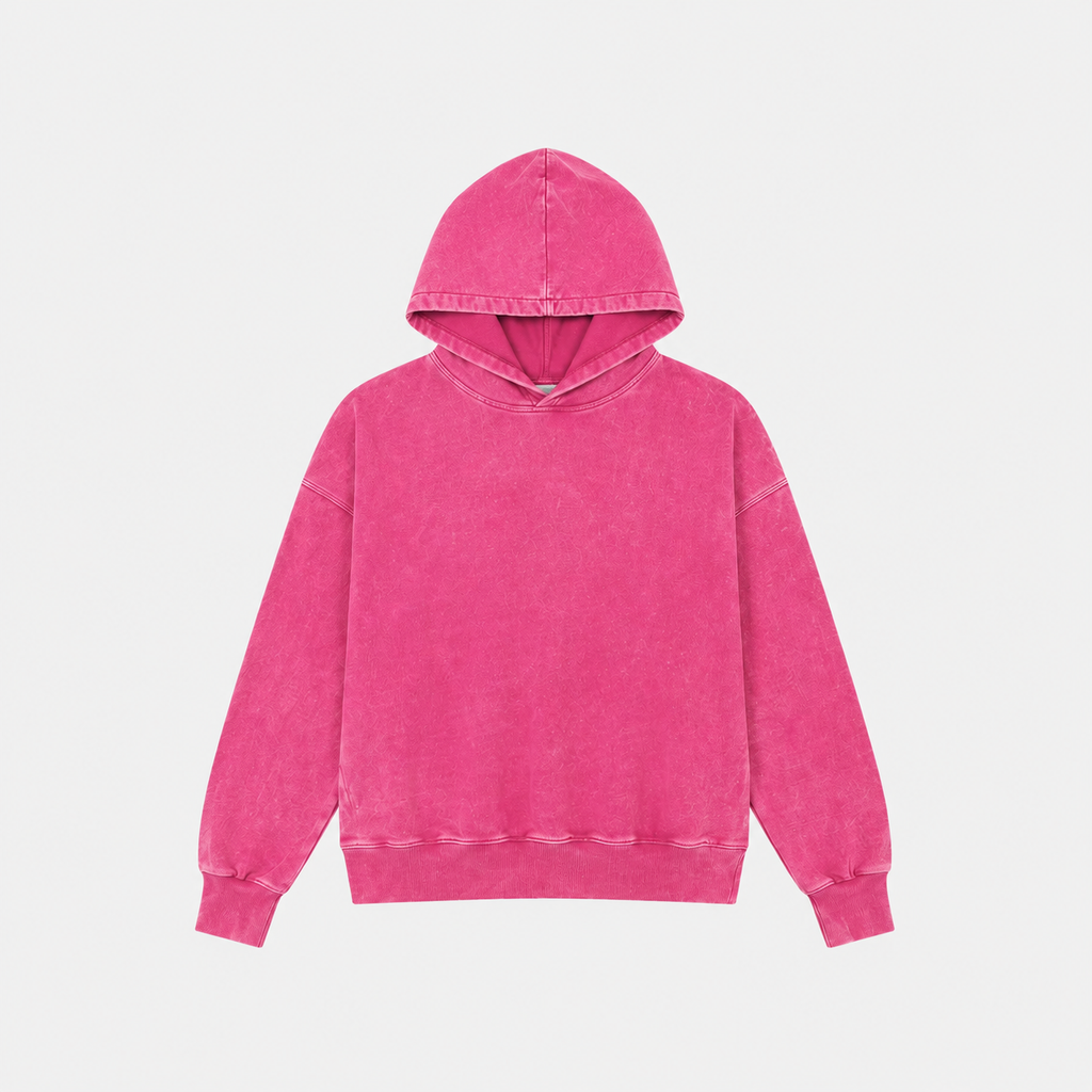 Poleron rosado con gorro desgastado estrella en espalda