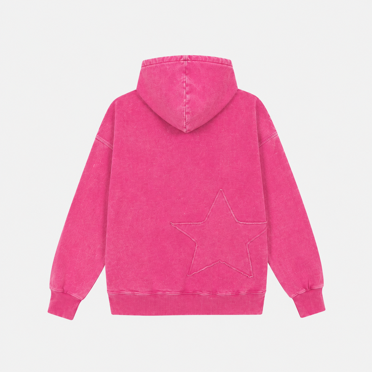 Poleron rosado con gorro desgastado estrella en espalda