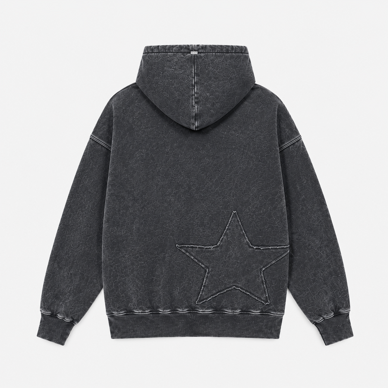 Poleron gris con gorro desgastado estrella en espalda