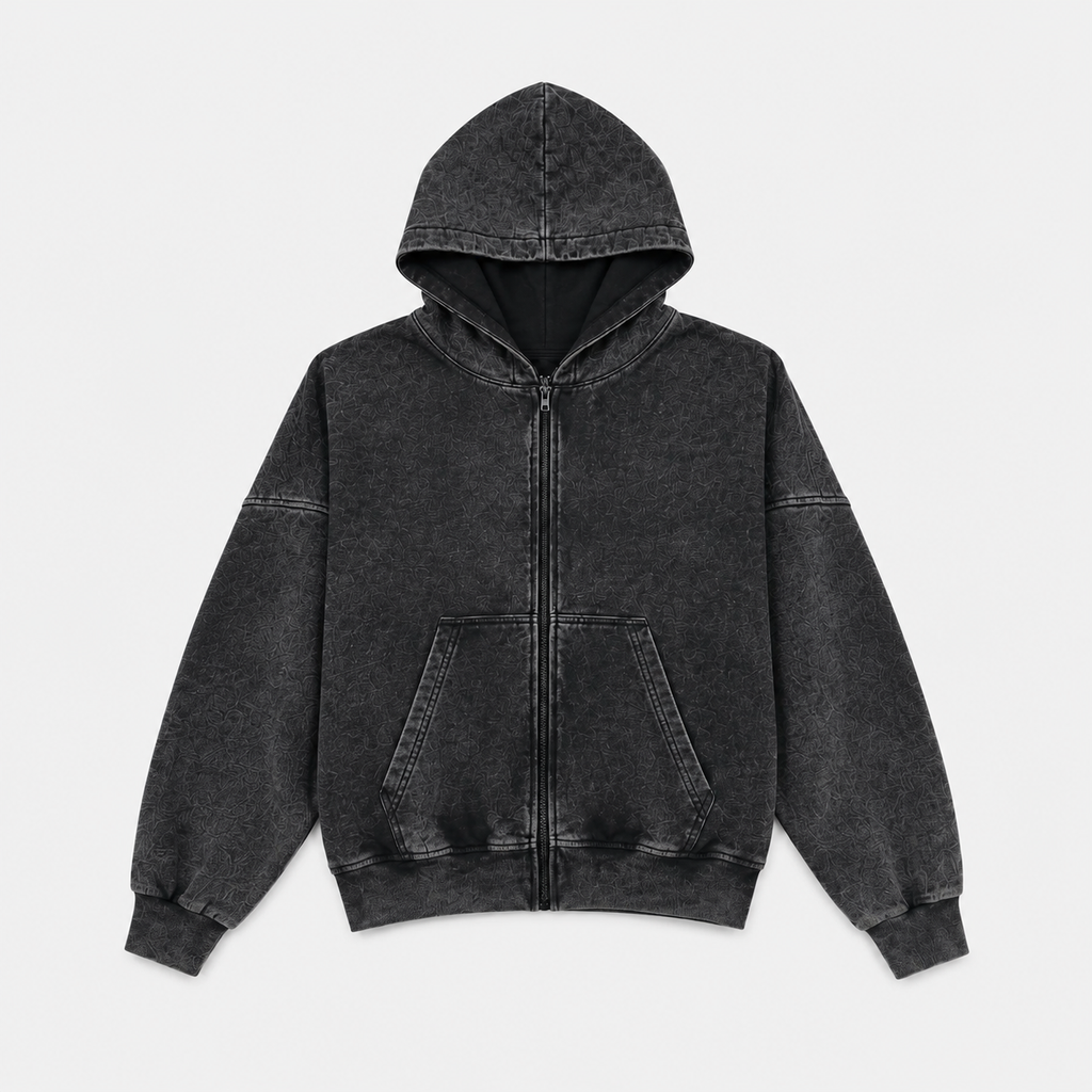 Hoodie 5 Estrellas – Boxy Fit Negro