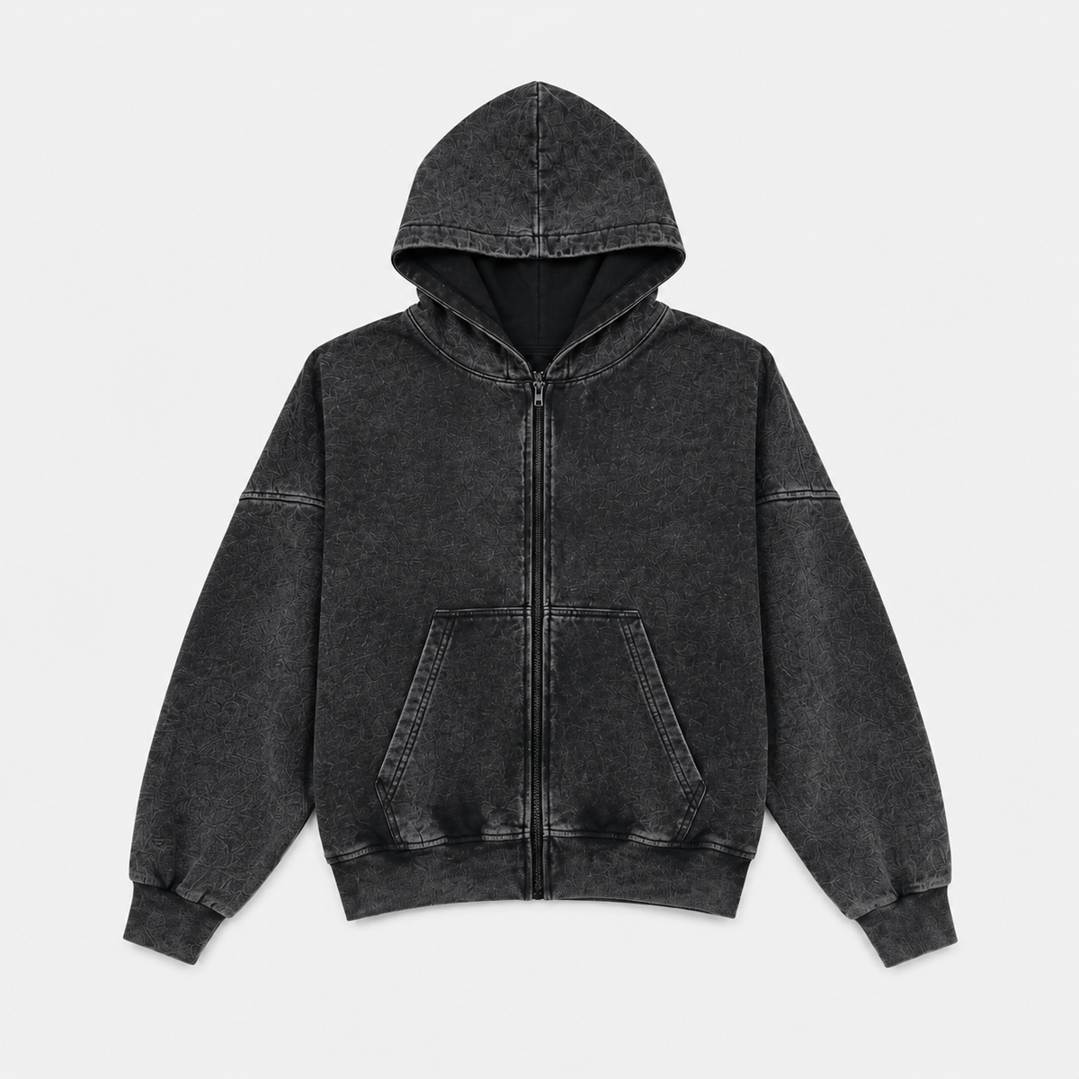 Hoodie 5 Estrellas – Boxy Fit Negro