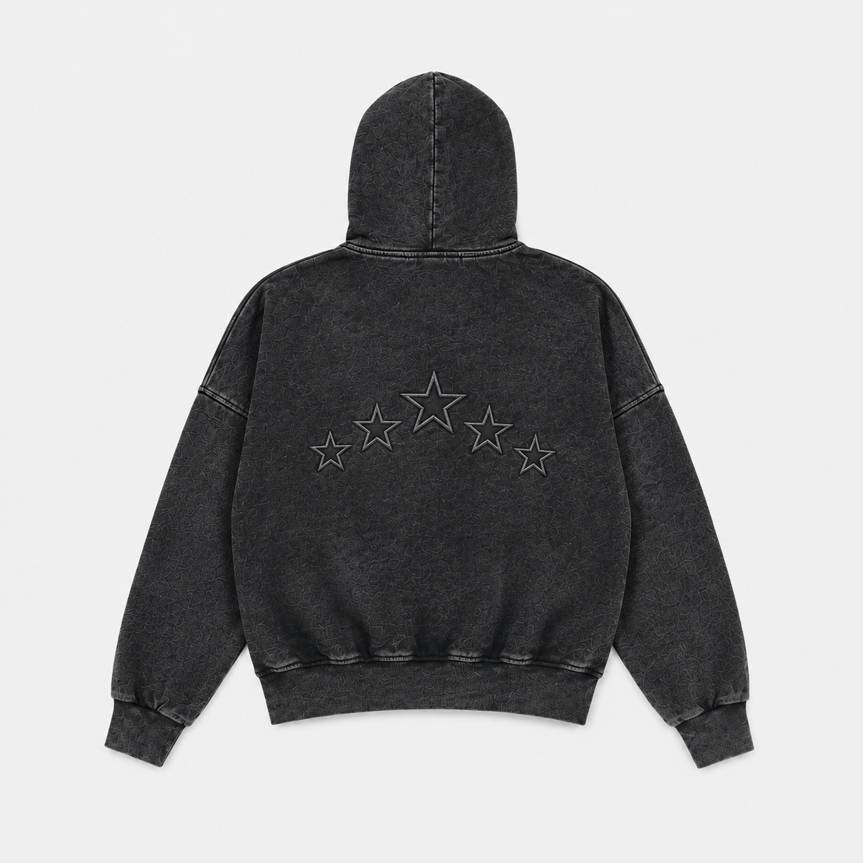 Hoodie 5 Estrellas – Boxy Fit Negro