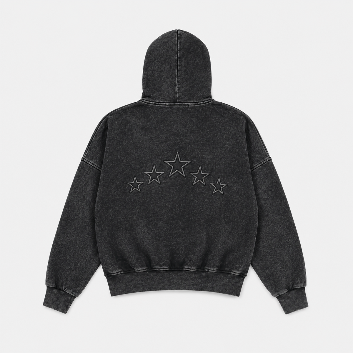 Hoodie 5 Estrellas – Boxy Fit Negro