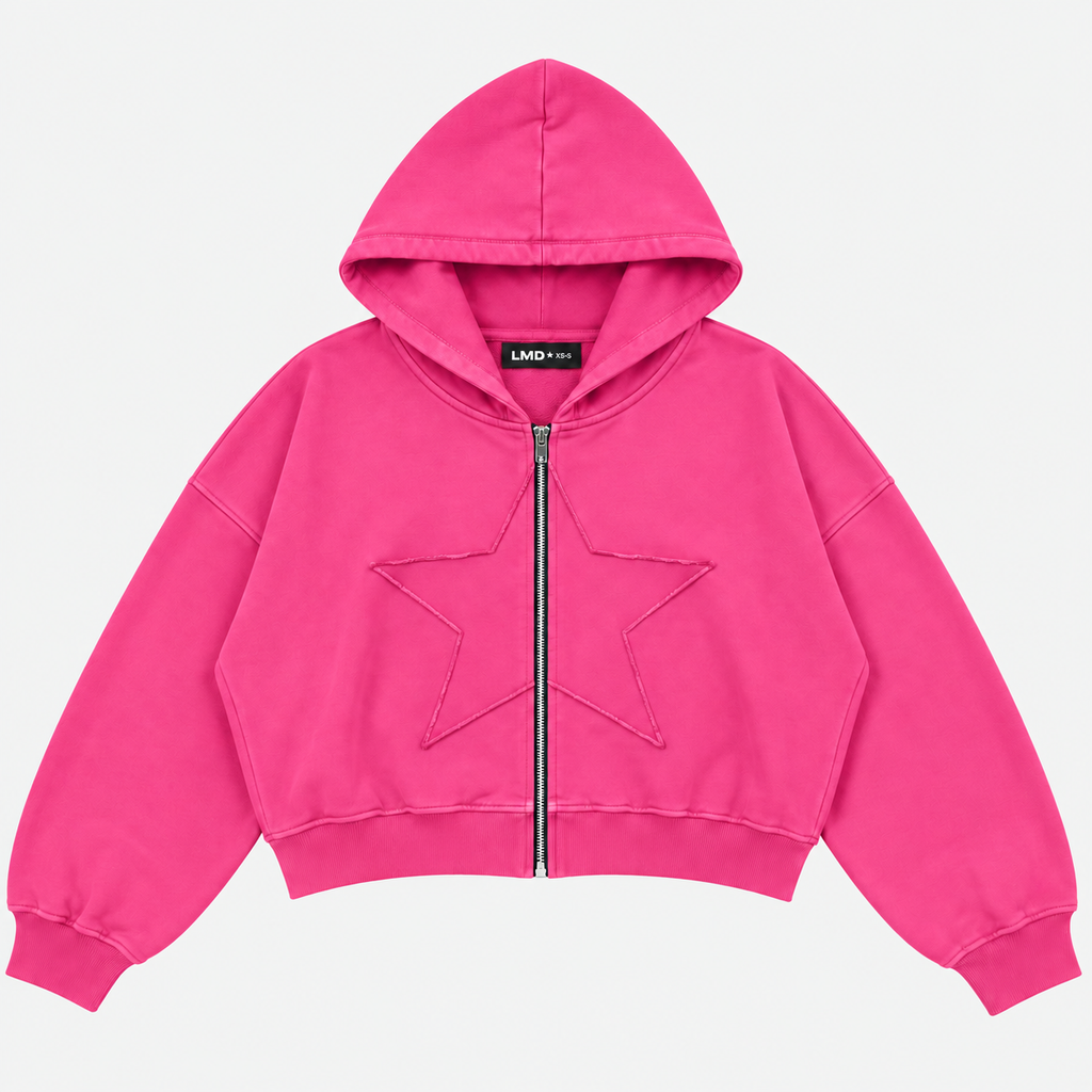 STAR ZIP HOODIE FUCSIA ★