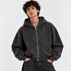 STAR ZIP HOODIE GRIS OSCURO ★