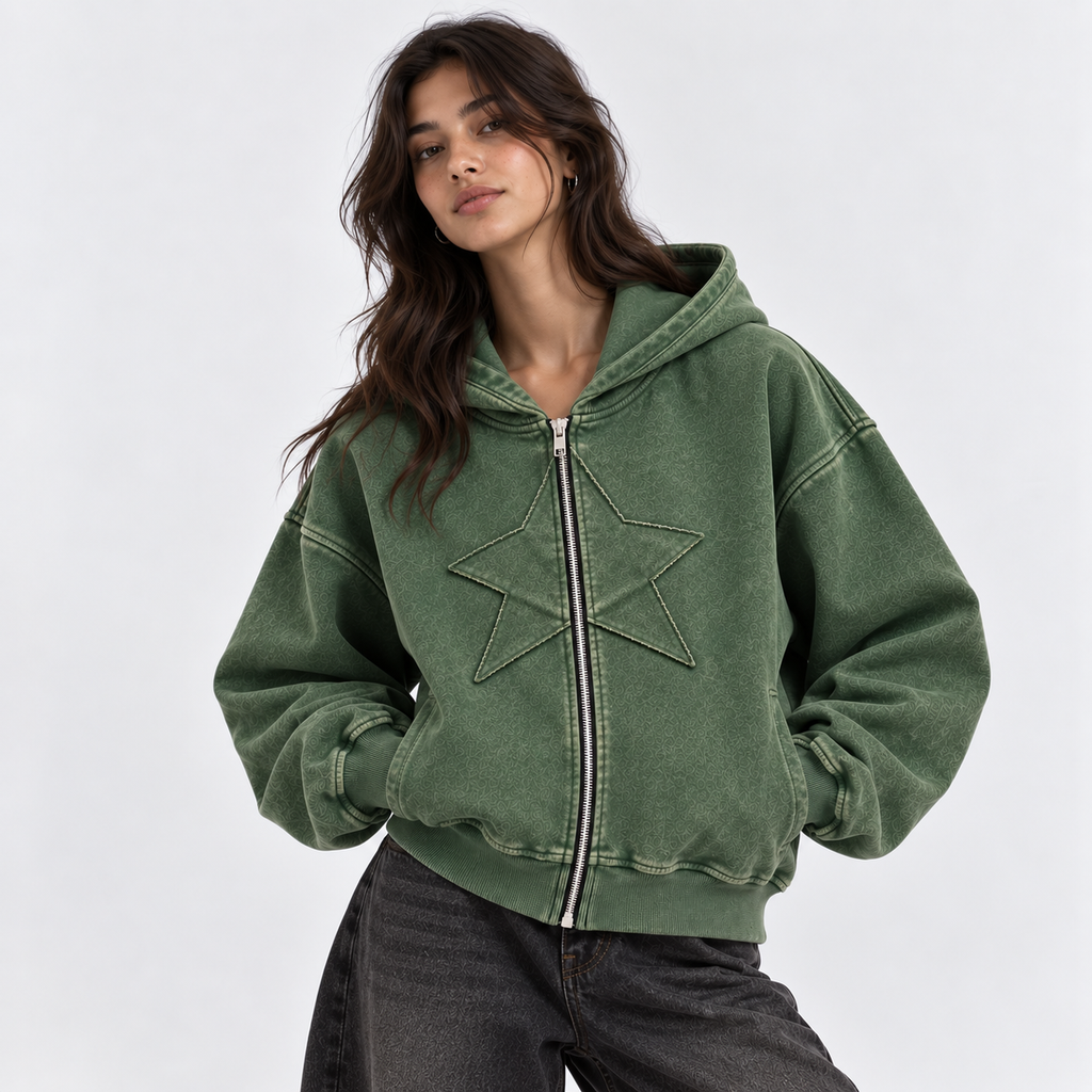 STAR ZIP HOODIE VERDE ★