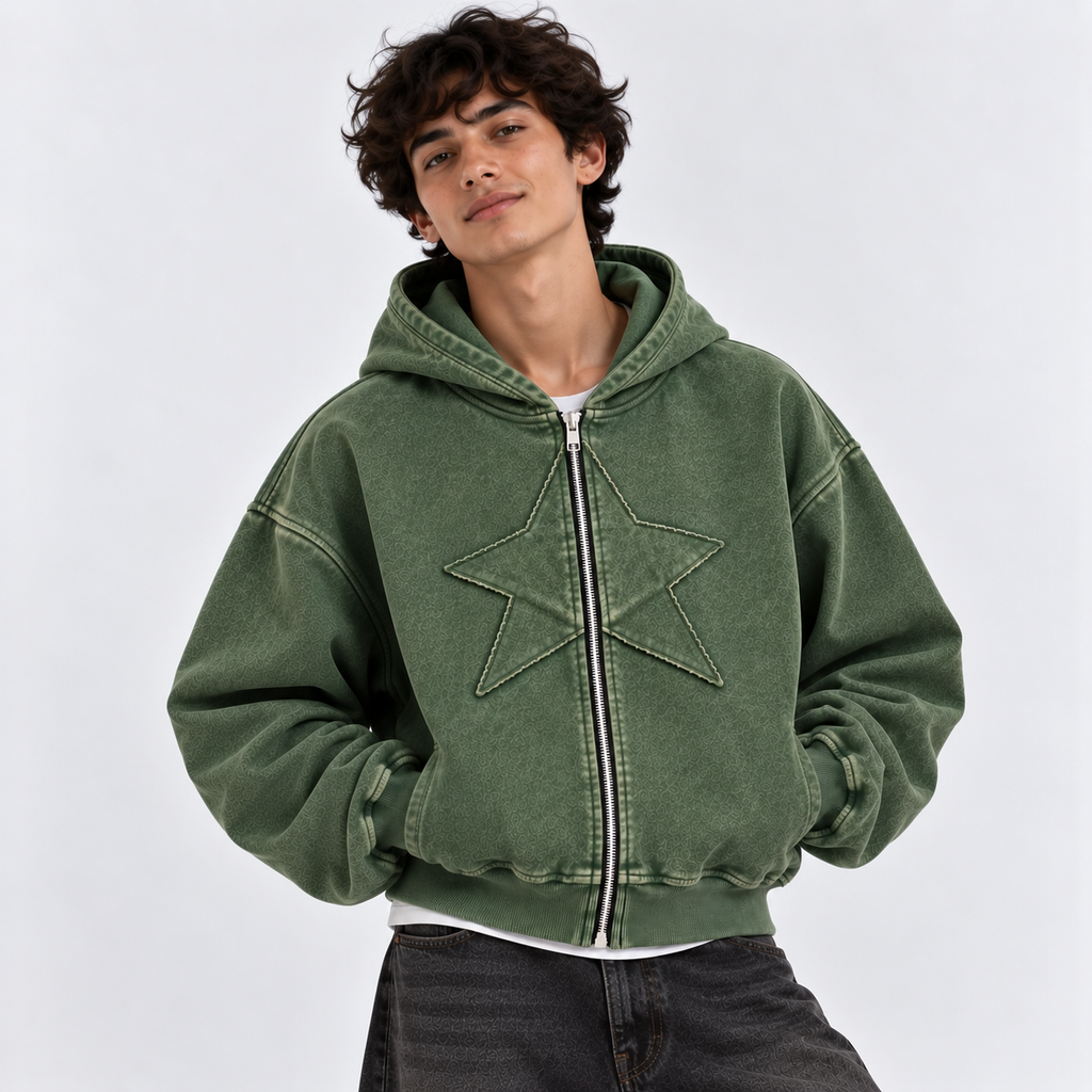 STAR ZIP HOODIE VERDE ★