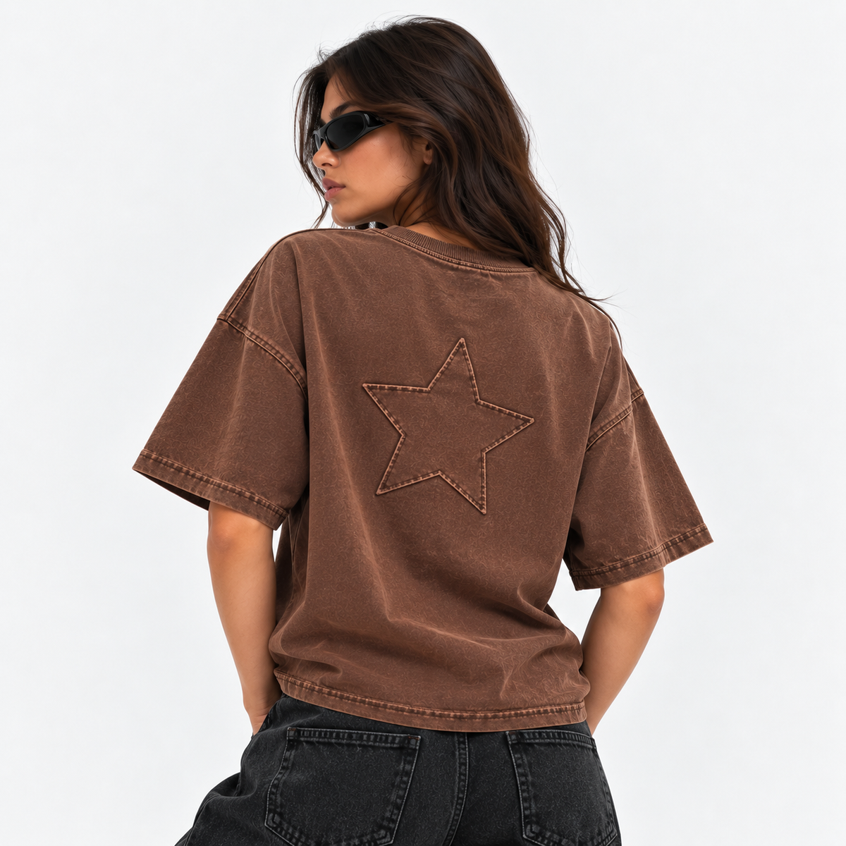 LMD Studio Star Boxy Tee — Acid Brown ★