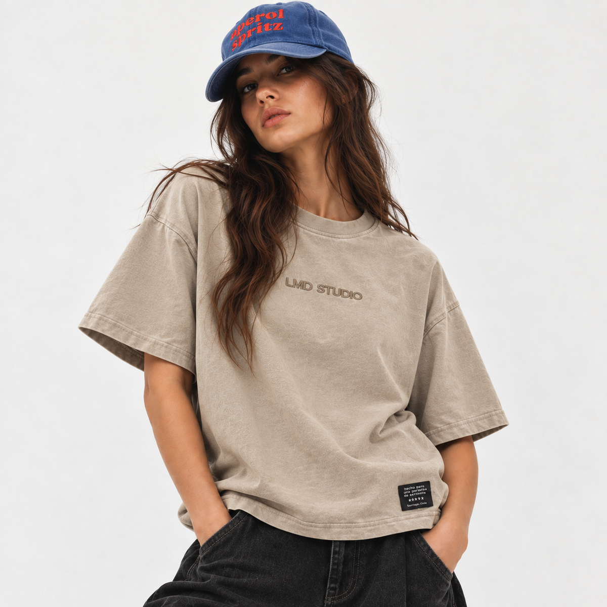 LMD Studio Star Boxy Tee — Sand ★