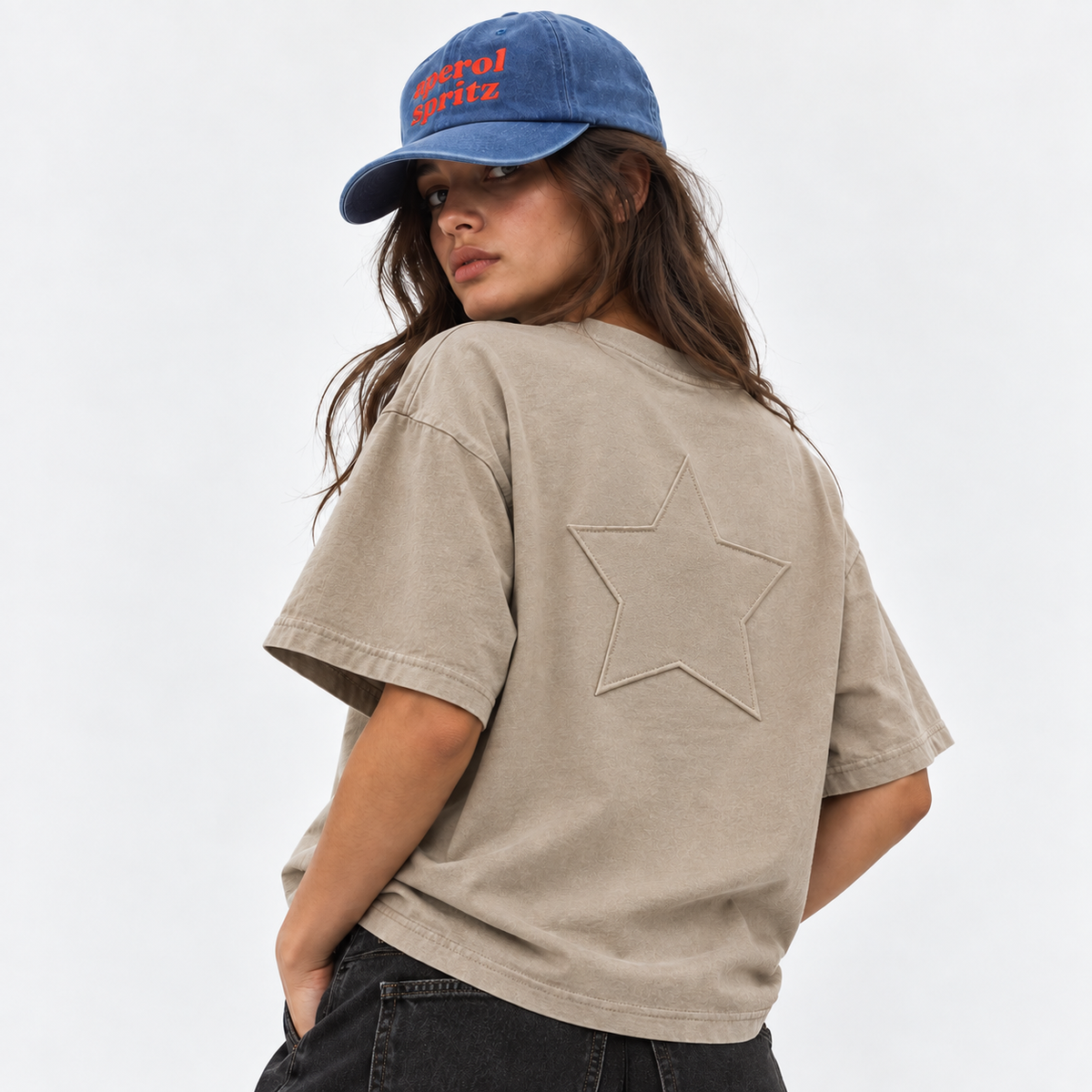 LMD Studio Star Boxy Tee — Sand ★