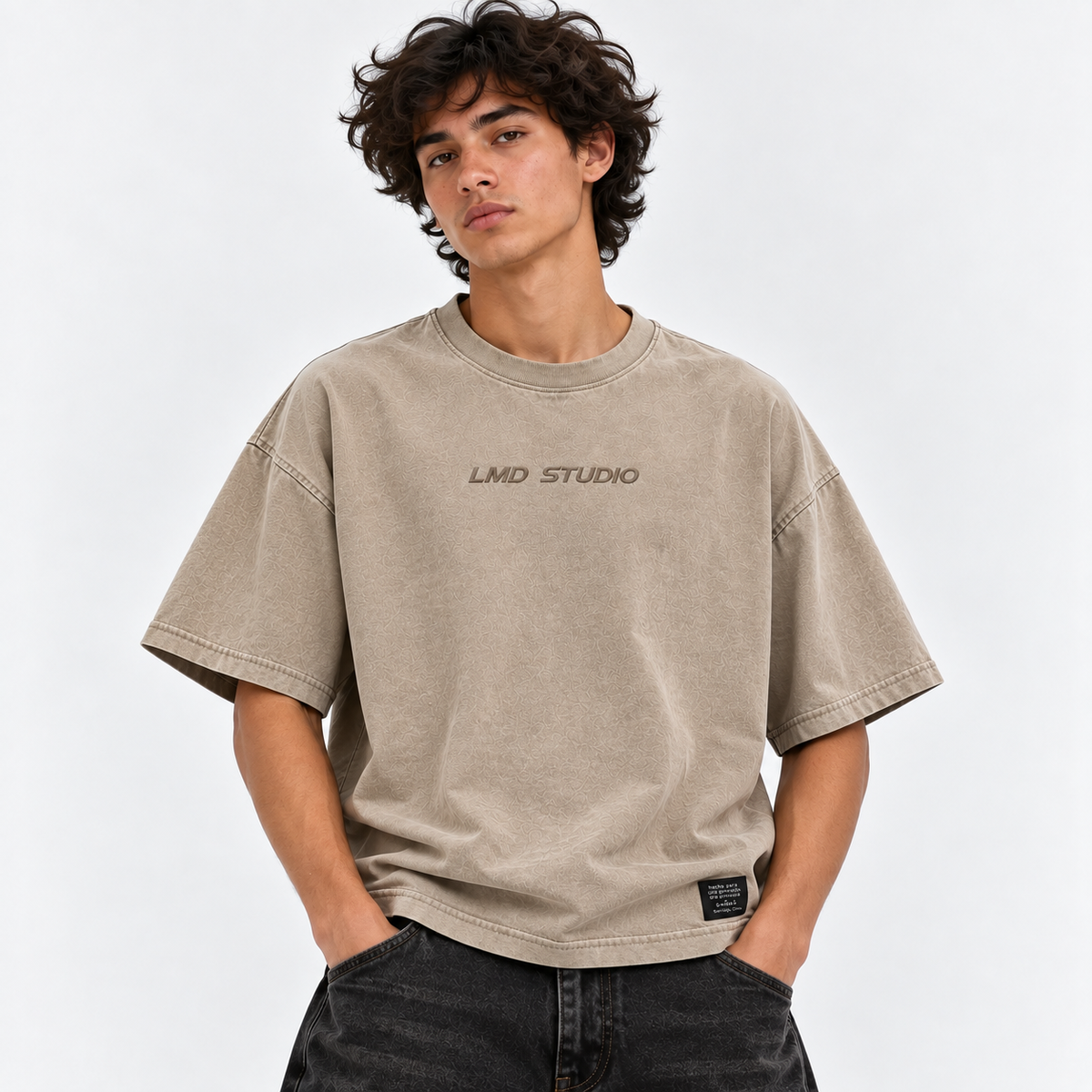 LMD Studio Star Boxy Tee — Sand ★