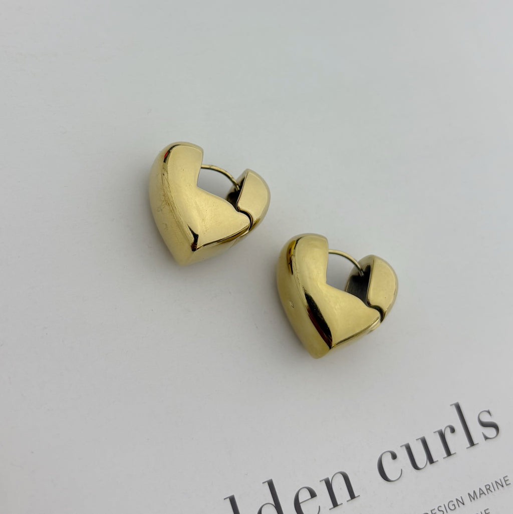 Argollas clip en forma de corazón doradas Acero Inoxidable
