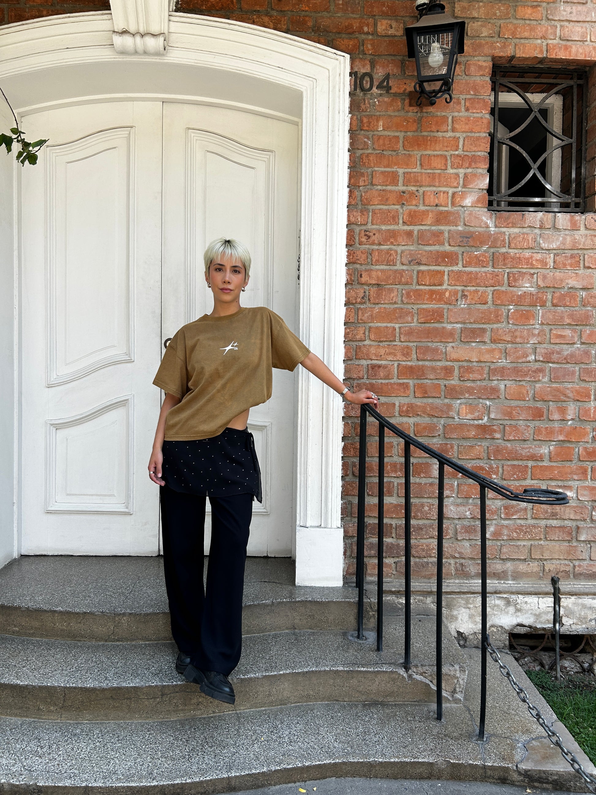 Polera Boxy Fit Verde Estrella Acid Wash