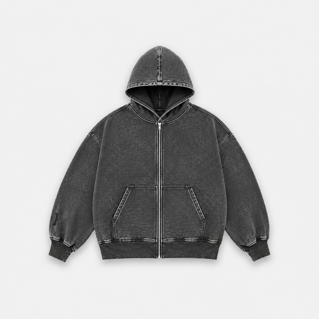Hoodie Icon ★: cierre desgastado con estrella en espalda