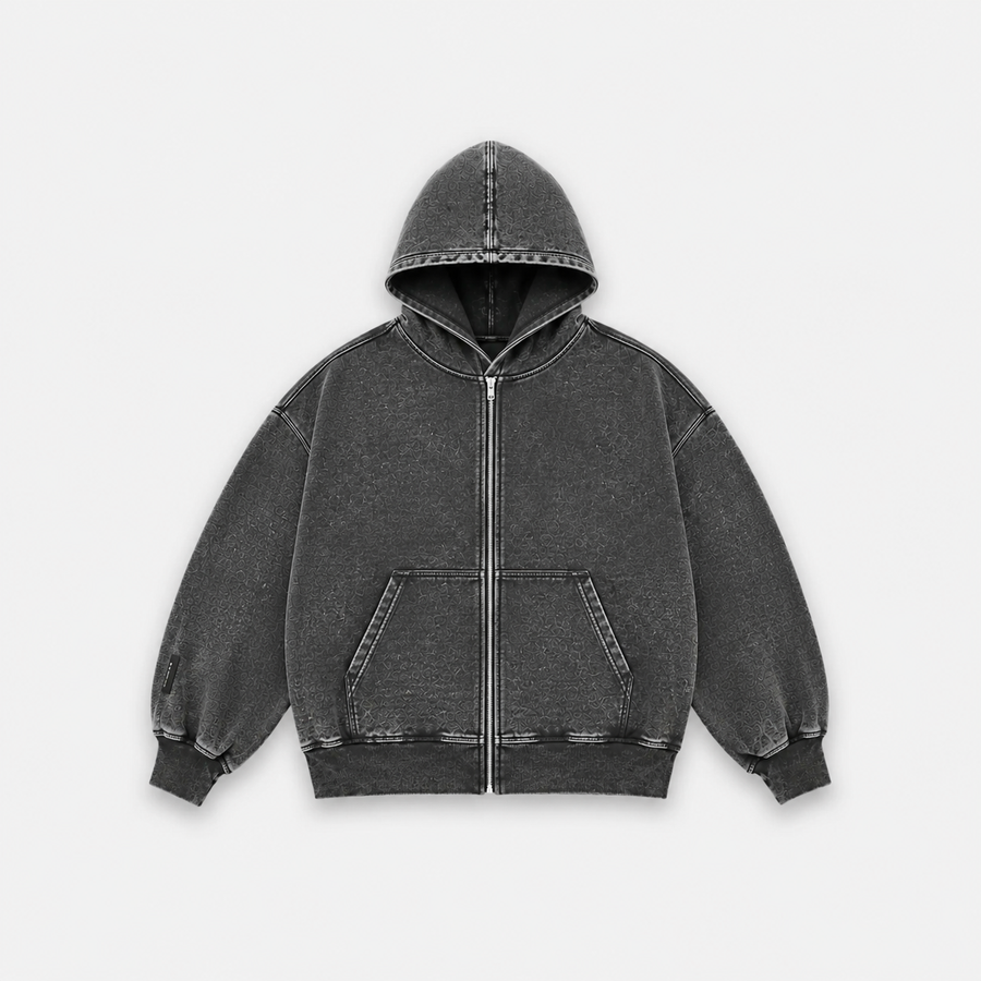 Hoodie Icon ★: cierre desgastado con estrella en espalda