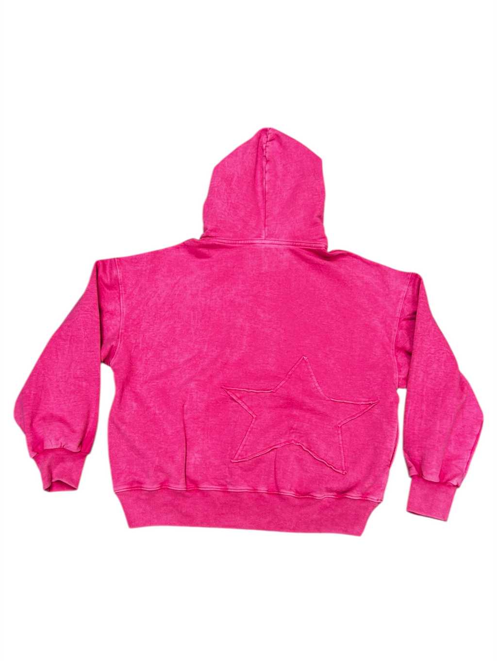 Poleron rosado con gorro desgastado estrella en espalda