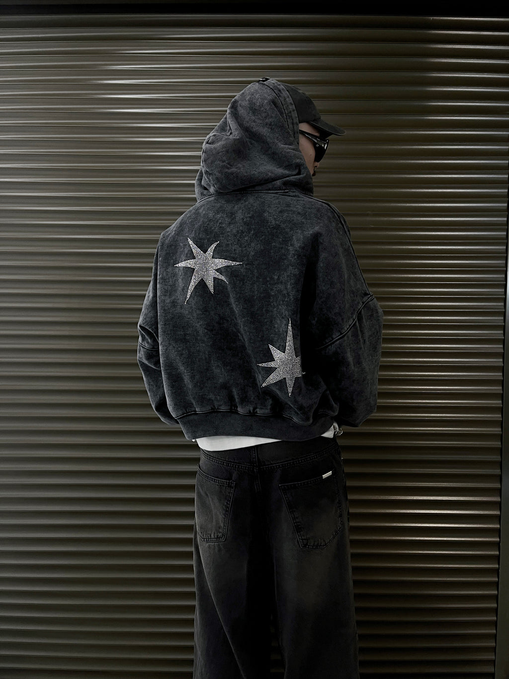 Poleron Abierto Acid Wash Incrustaciones Estrellas