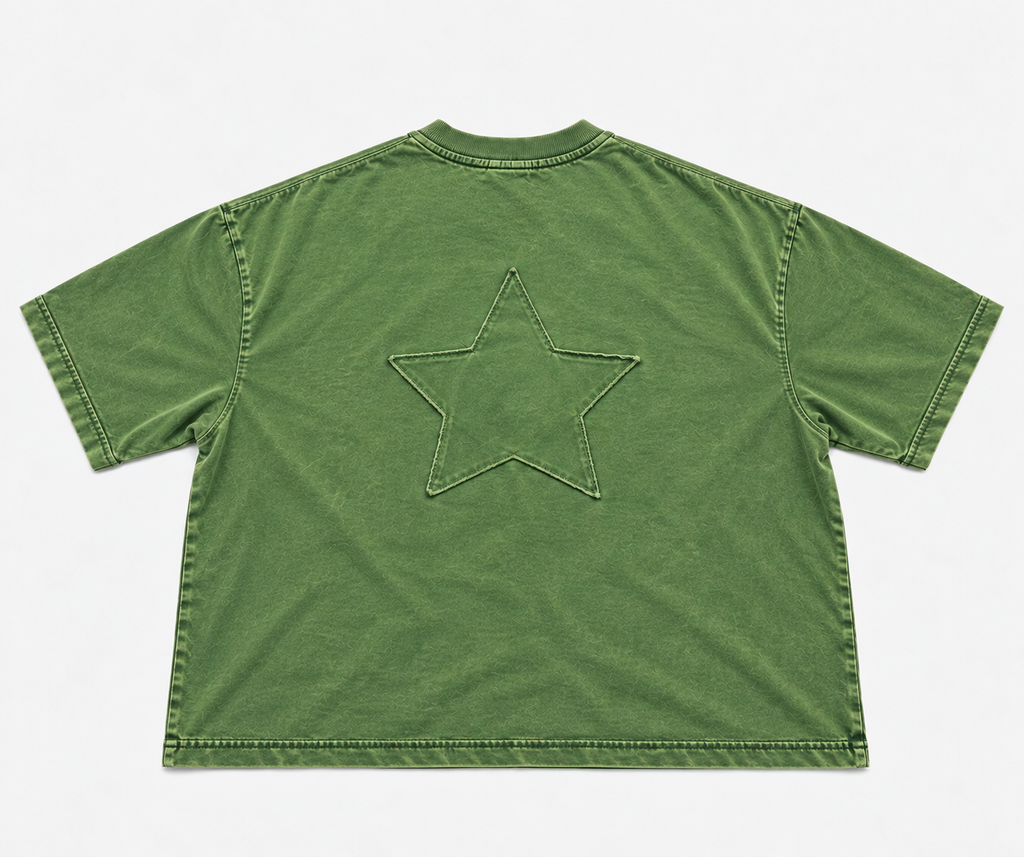 LMD Studio Star Boxy Tee — Washed Green ★