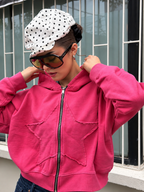 STAR ZIP HOODIE FUCSIA ★