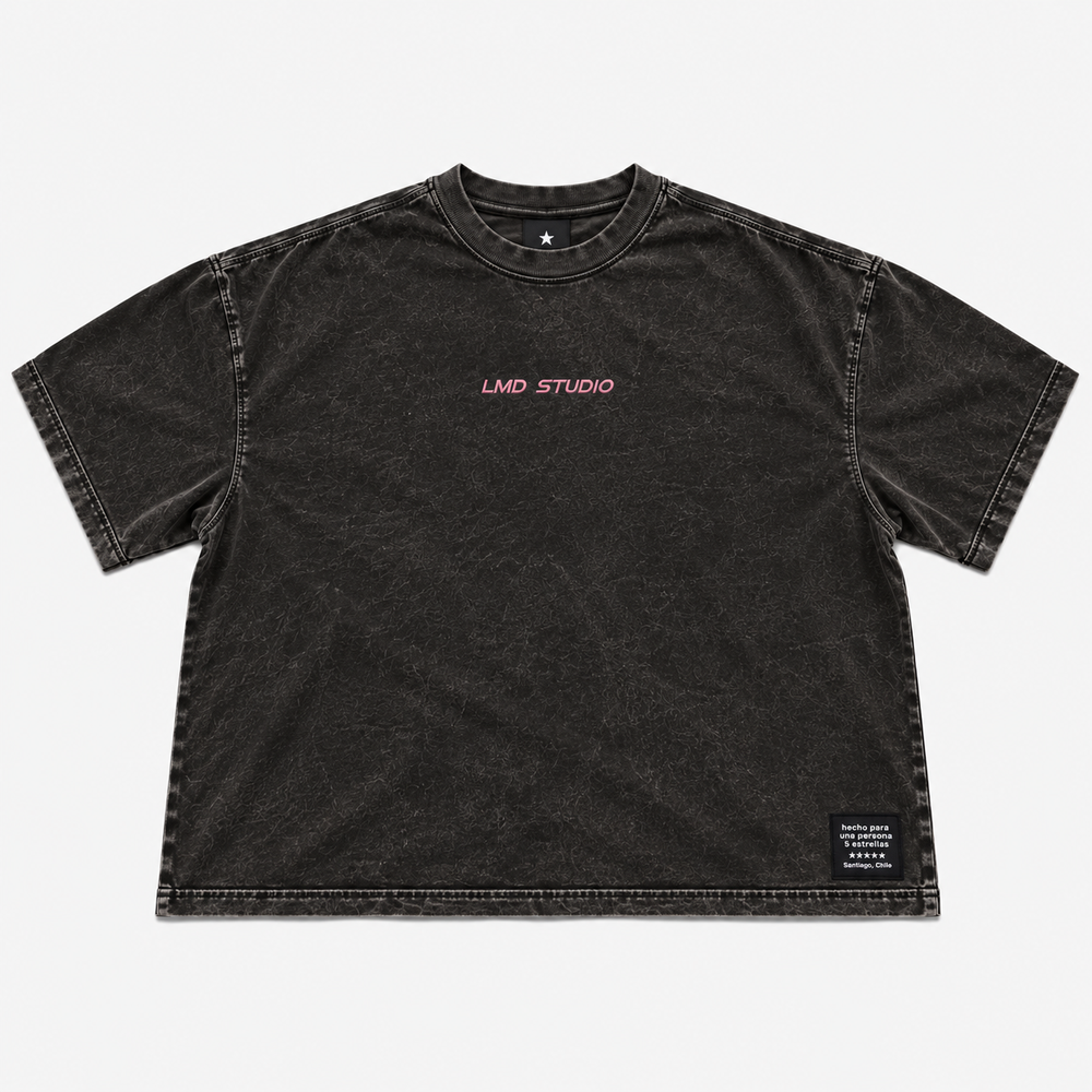 LMD Studio Star Boxy Tee — Acid Black ★
