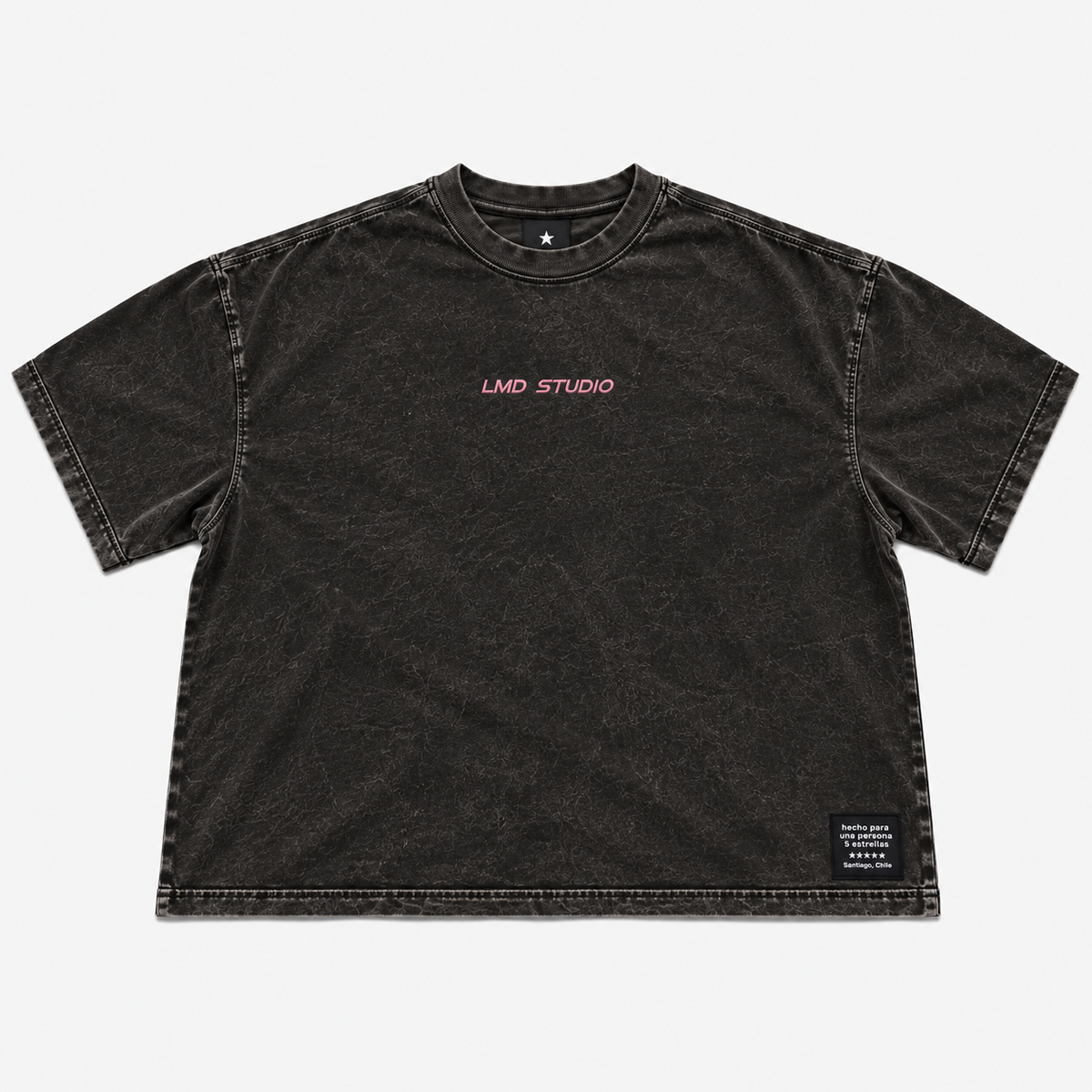 LMD Studio Star Boxy Tee — Acid Black ★