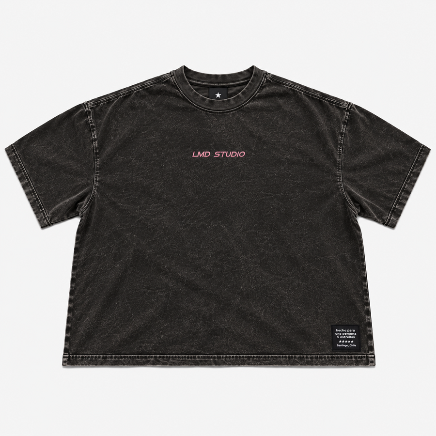LMD Studio Star Boxy Tee — Acid Black ★