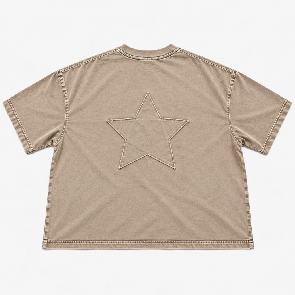LMD Studio Star Boxy Tee — Sand ★