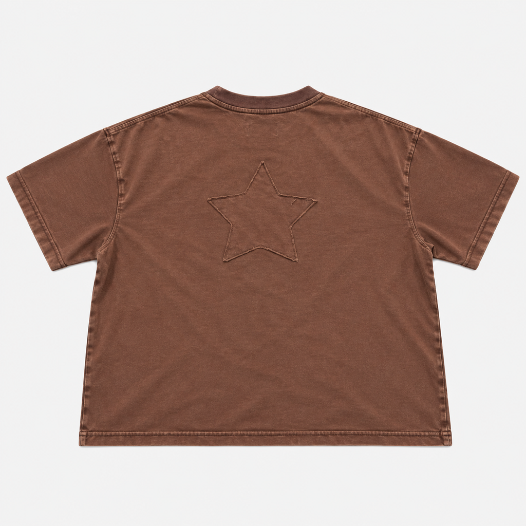 LMD Studio Star Boxy Tee — Acid Brown ★