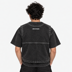 LMD STUDIO BLACK DENIM UTILITY VEST