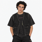 LMD STUDIO BLACK DENIM UTILITY VEST