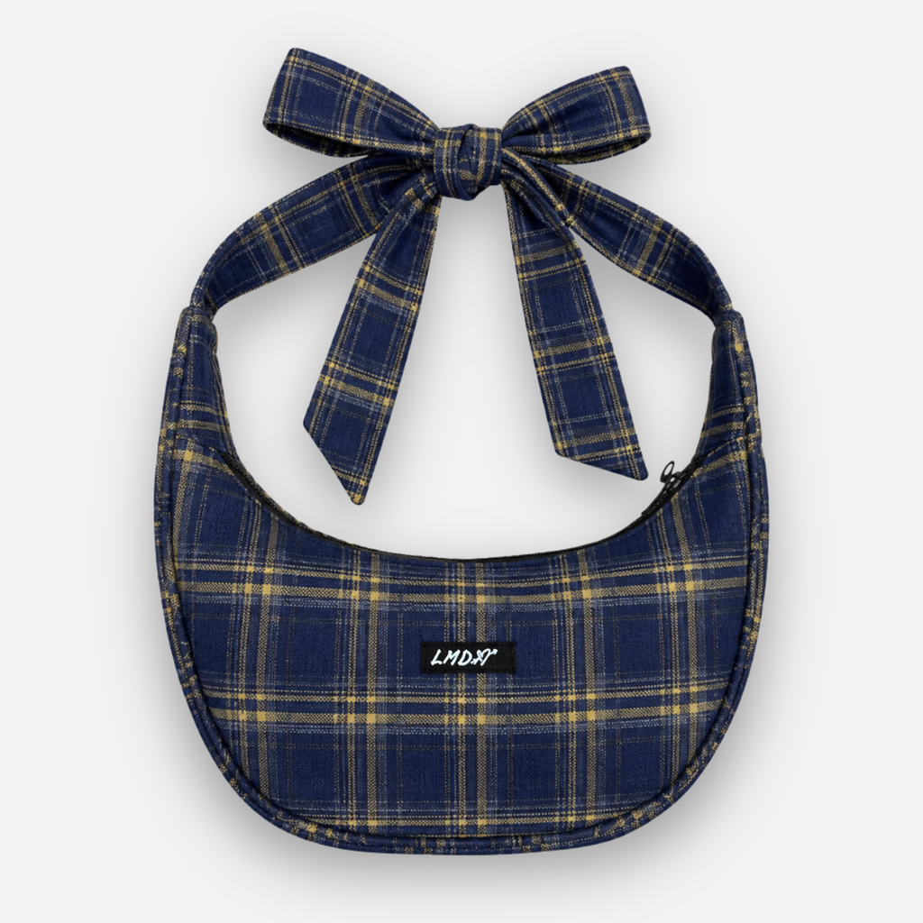 Bolso Ribbon Ajustable Tartan Azul