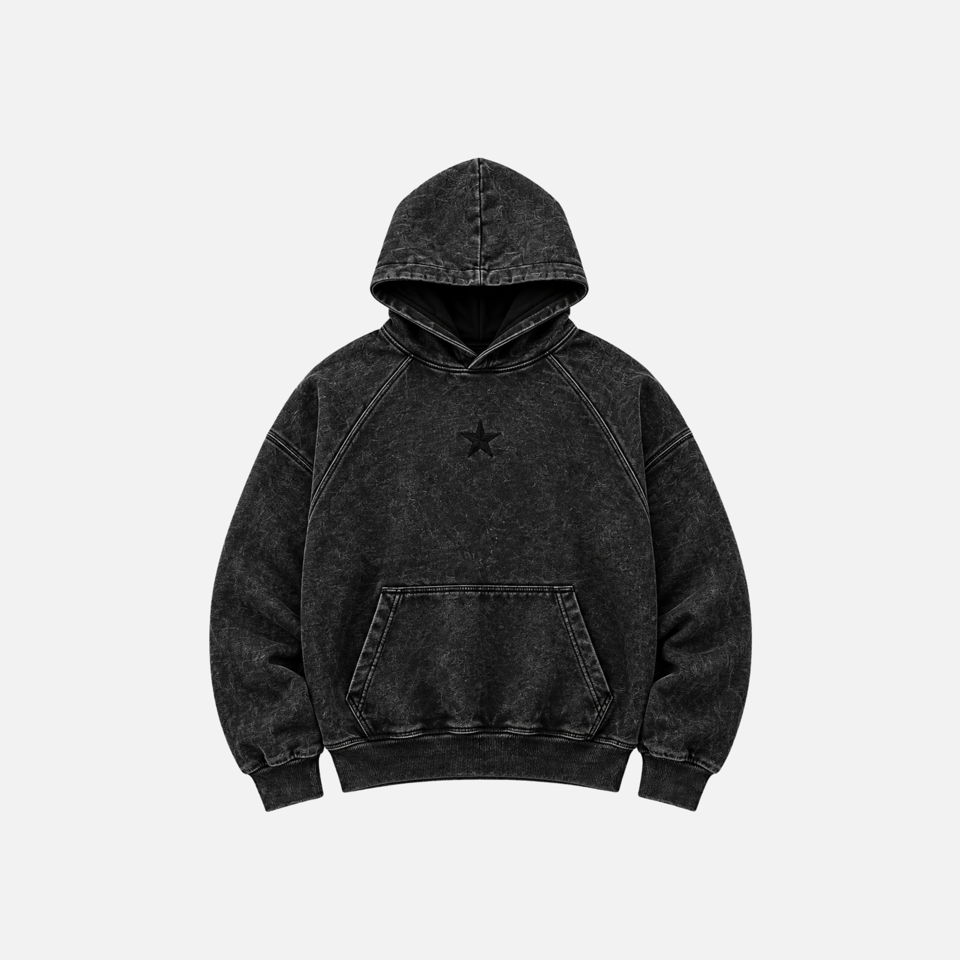 Poleron Negro Desgastado estrellas bordadas - Boxy