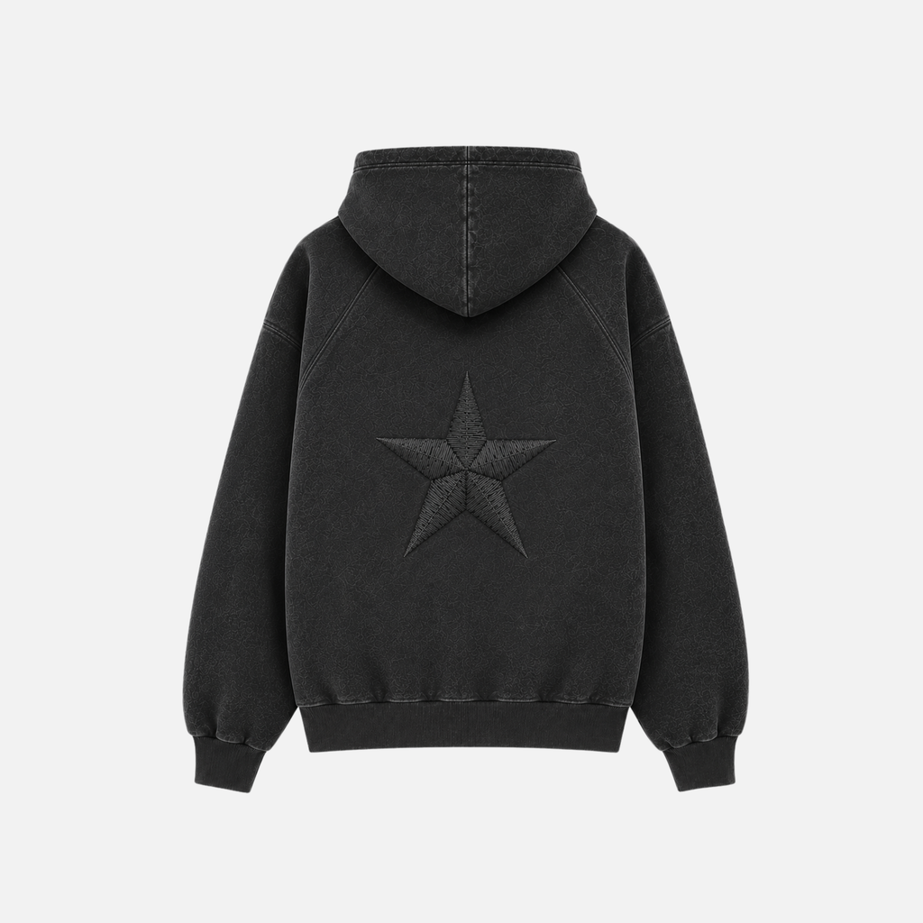 Poleron negro desgastado maxi estrella - Boxy