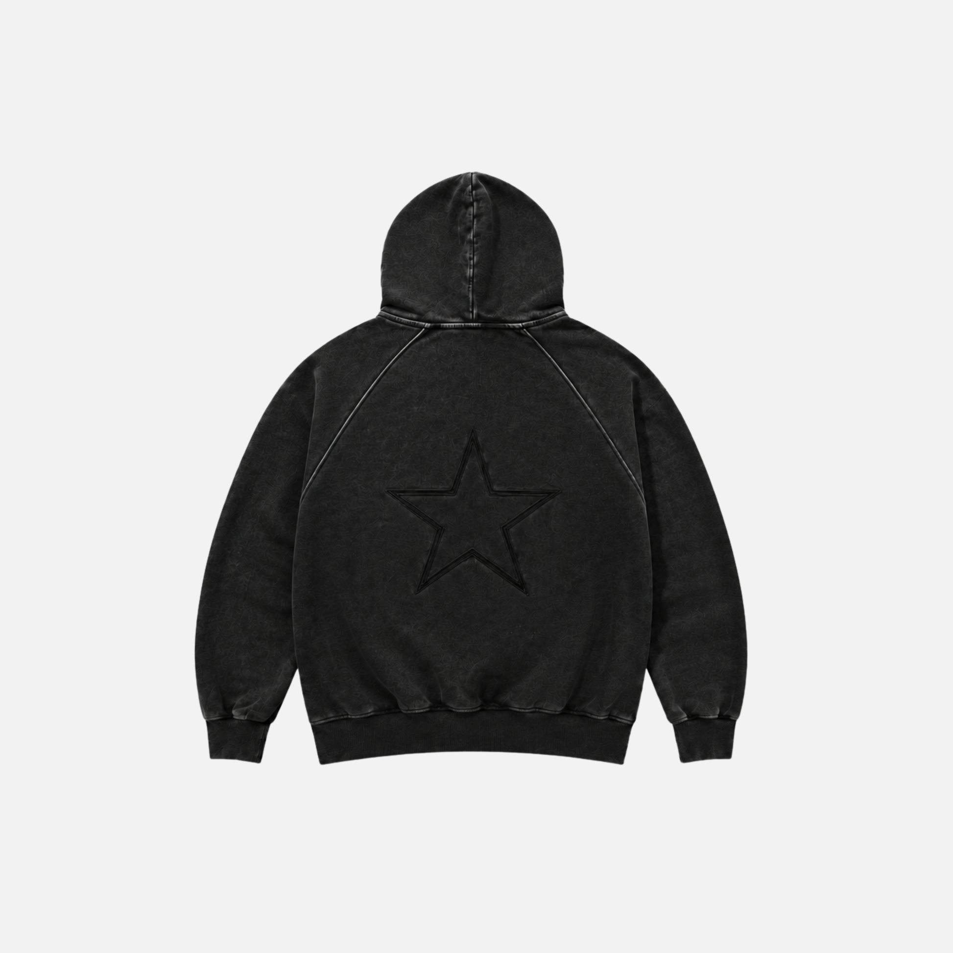 Poleron Negro Desgastado estrellas bordadas - Boxy
