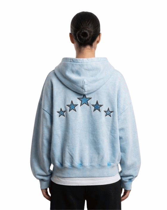 Hoodie 5 Estrellas – Boxy Fit Baby Blue
