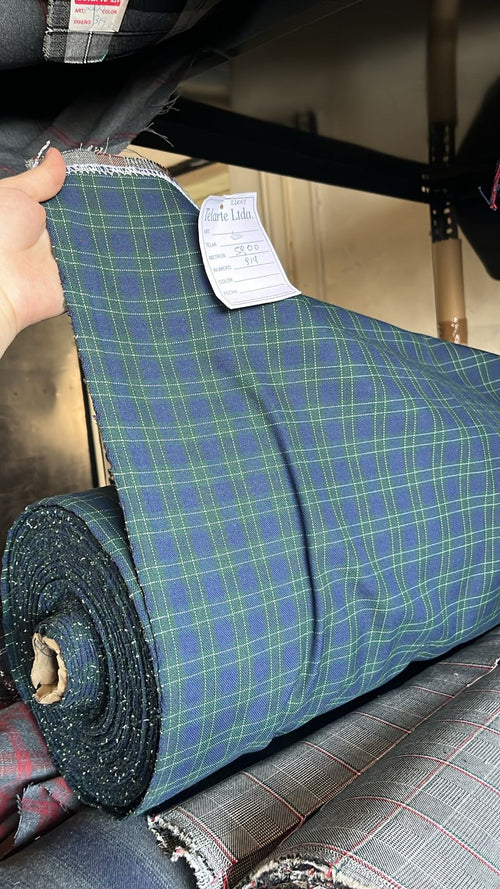 Crossbody cargo bag tartán verde y azul